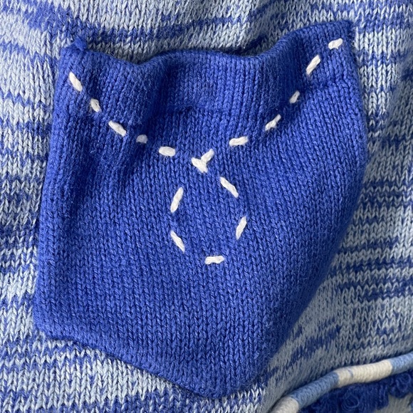 Storybook Knits Blue Denim Laundry Inspired Cardigan Sweater Colorblock Large - Picture 9 of 15